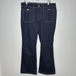 American Eagle Kickboot Blue Dark Wash Jeans Flare Festival Size 18